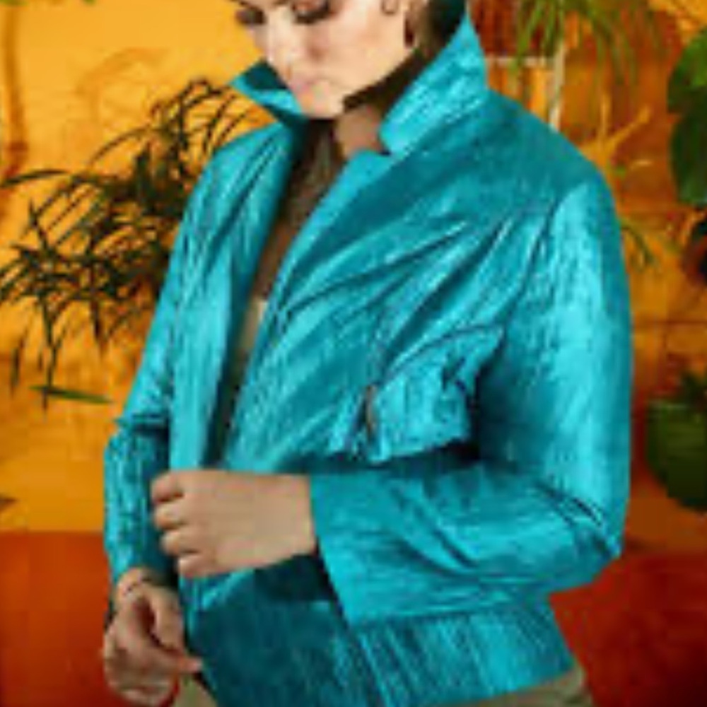 Ruby Rd Blue Utility Jacket with Lustrous Finish NWT - Picture 7 of 8